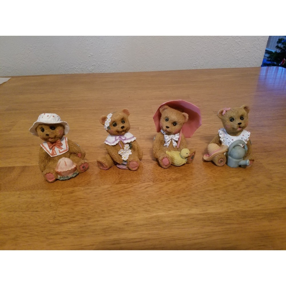 Springtime Bears Resin Figurines Set of 4